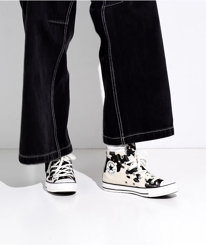 Converse Chuck Taylor All Star Cow Print Black & White High Top Shoes