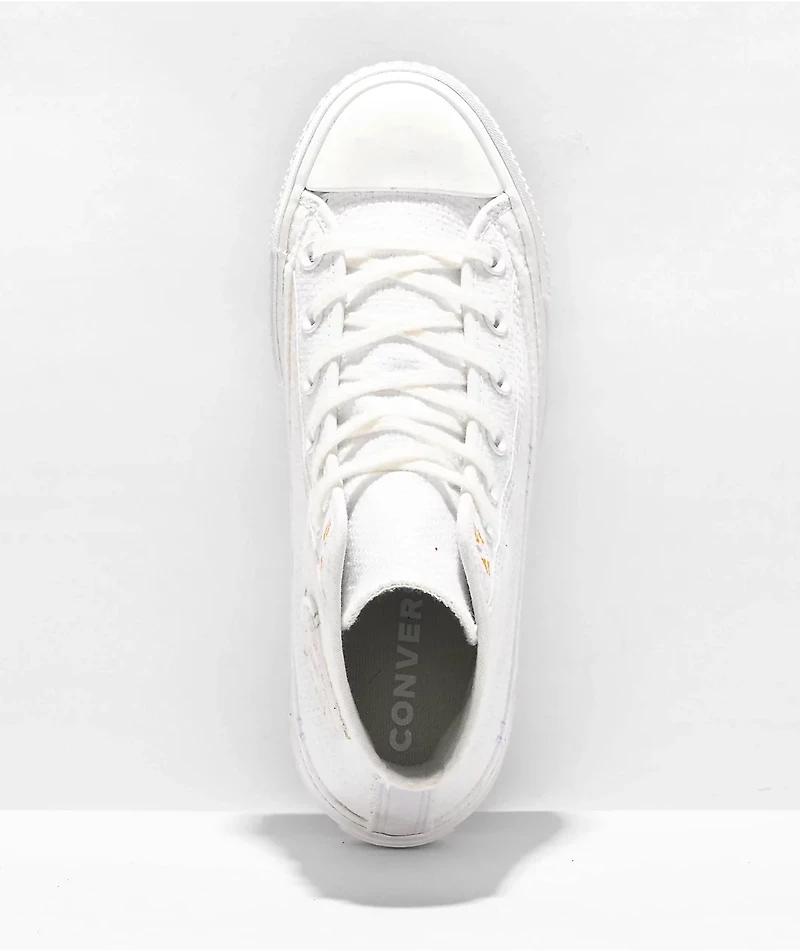 Converse Chuck Taylor All Star Lift Autumn Embroidery White High Top Platform Shoes