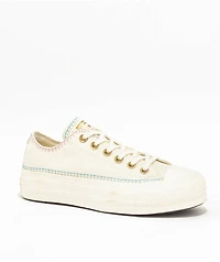 Converse Chuck Taylor All Star Lift Crafted Stitching Ox White Platform Shoes