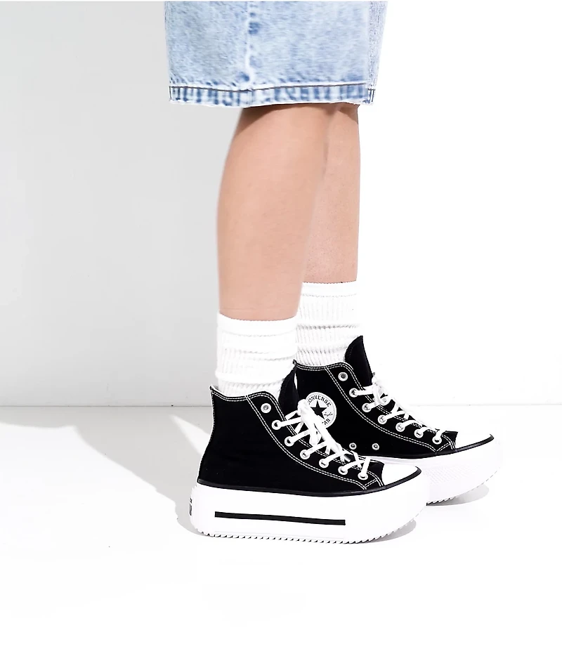 Converse Chuck Taylor All Star Lift Double Stack Black & White Platform Shoes