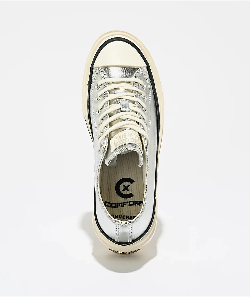 Converse Chuck Taylor All Star Lift Silver & White Platform Shoes