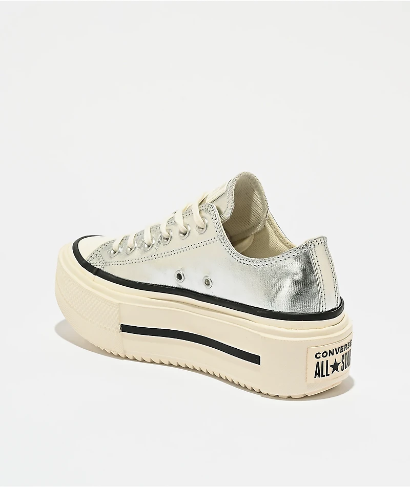 Converse Chuck Taylor All Star Lift Silver & White Platform Shoes