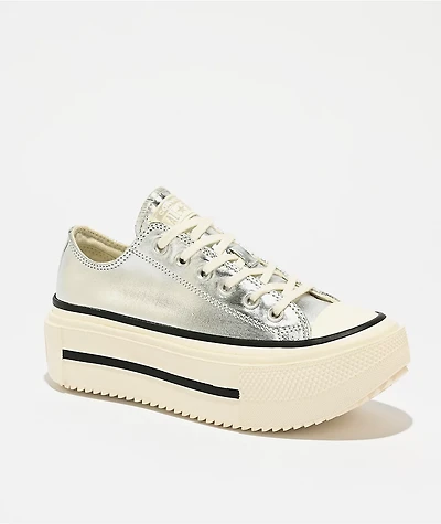 Converse Chuck Taylor All Star Lift Silver & White Platform Shoes