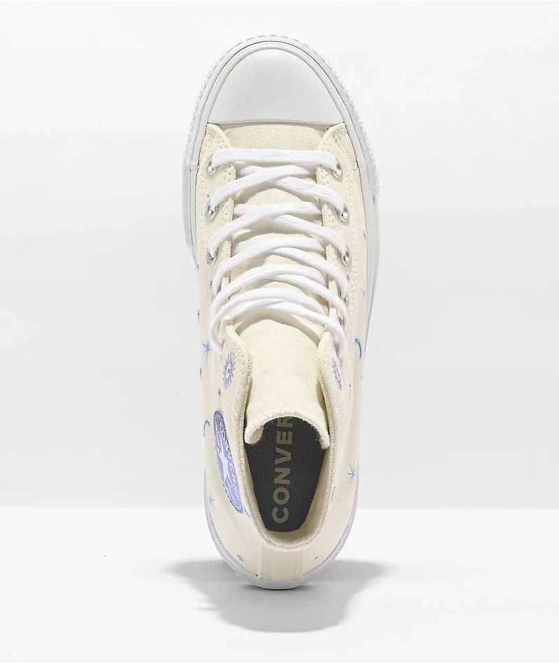 Converse Chuck Taylor All Star Lift Timeless White Embroidery High Top Platform Shoes