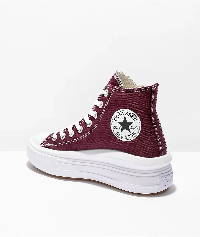 Converse Chuck Taylor All Star Move Dark Beetroot & White High Top Platform Shoes