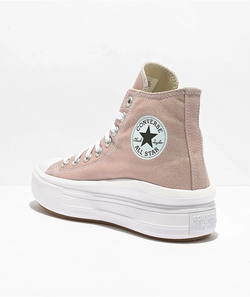 Converse Chuck Taylor All Star Move Stone Mauve & White High Top Platform Shoes