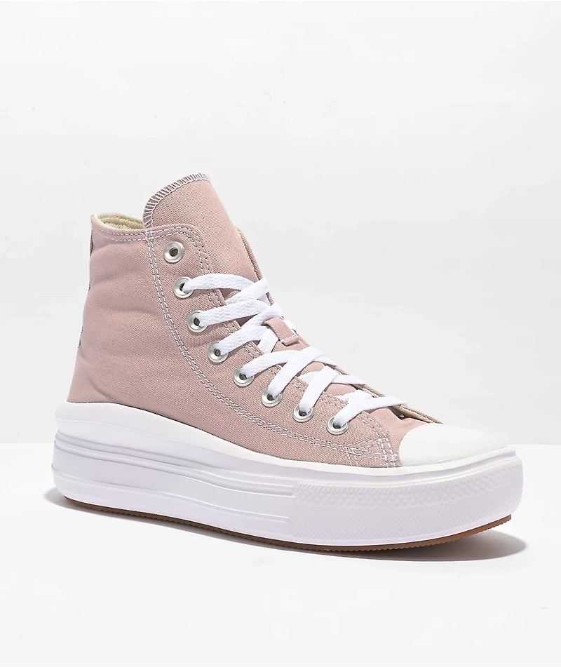 Converse Chuck Taylor All Star Move Stone Mauve & White High Top Platform Shoes