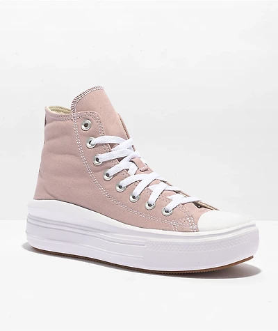 Converse Chuck Taylor All Star Move Stone Mauve & White High Top Platform Shoes