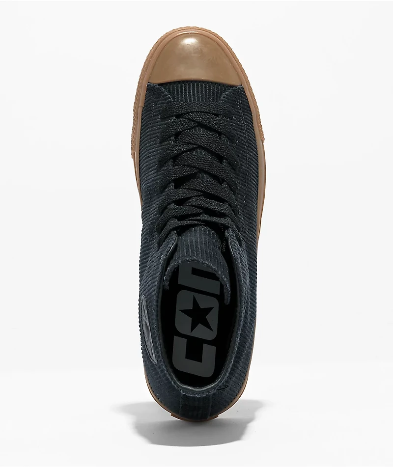 Converse Chuck Taylor All Star Pro Black & Gum Corduroy High Top Skate Shoes