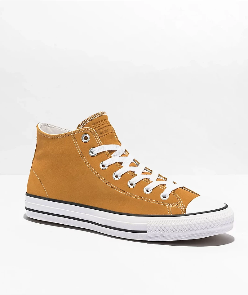 Converse Chuck Taylor All Star Pro Mid Sunflower Gold Suede Skate Shoes