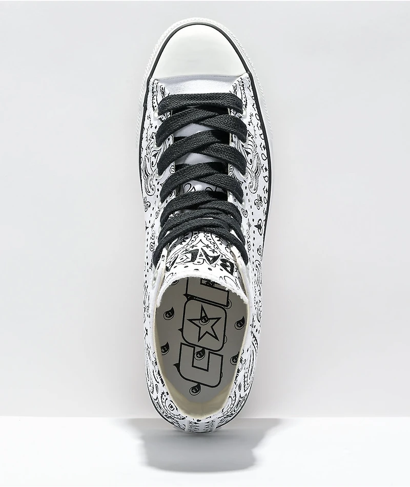 Converse Chuck Taylor All Star Pro Sammy Baca White & Black Paisley High Top Skate Shoes