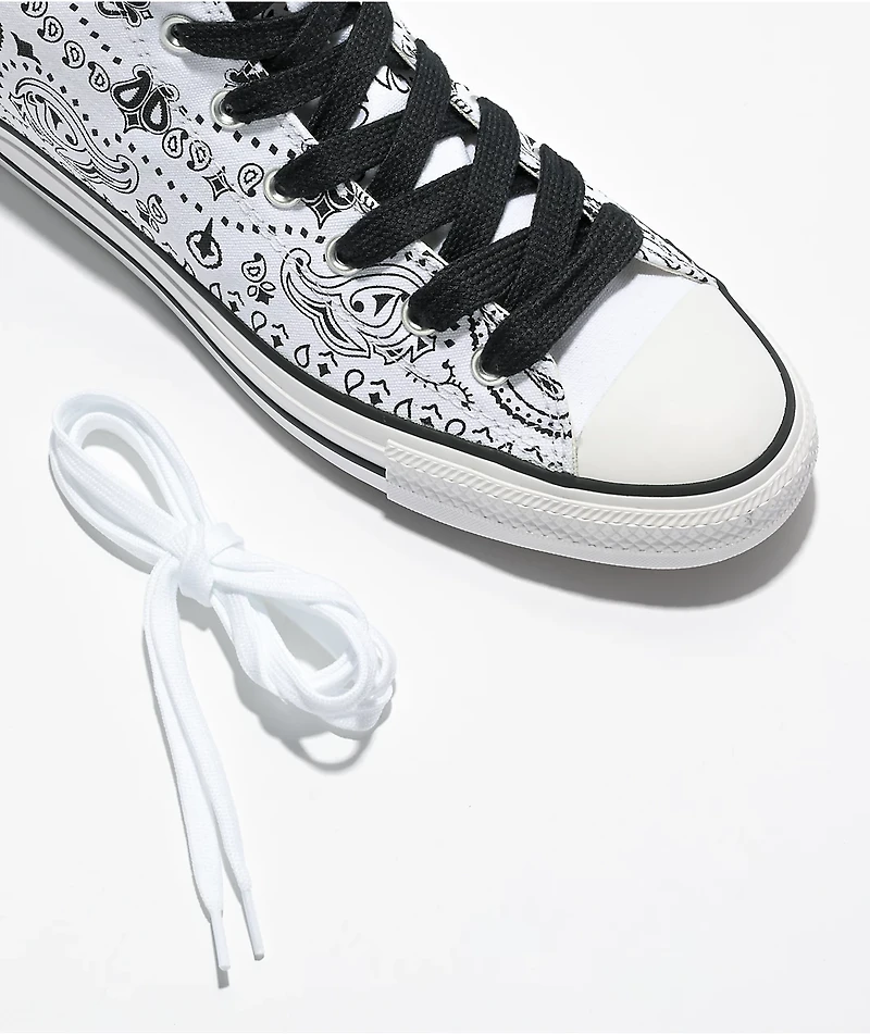 Converse Chuck Taylor All Star Pro Sammy Baca White & Black Paisley High Top Skate Shoes