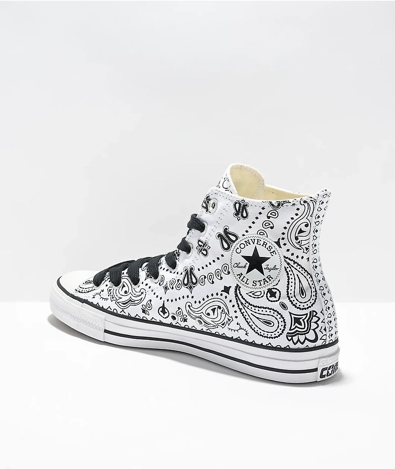 Converse Chuck Taylor All Star Pro Sammy Baca White & Black Paisley High Top Skate Shoes