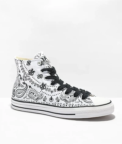 Converse Chuck Taylor All Star Pro Sammy Baca White & Black Paisley High Top Skate Shoes