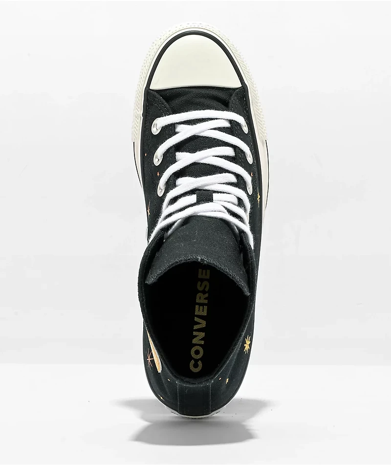 Converse Chuck Taylor All Star Timeless Black Embroidery High Top Shoes