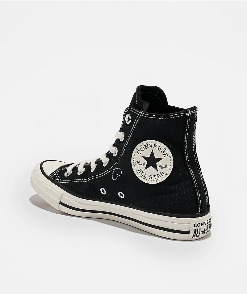 Converse Chucks In Love Chuck Taylor All Star Black & Egret High Top Shoes