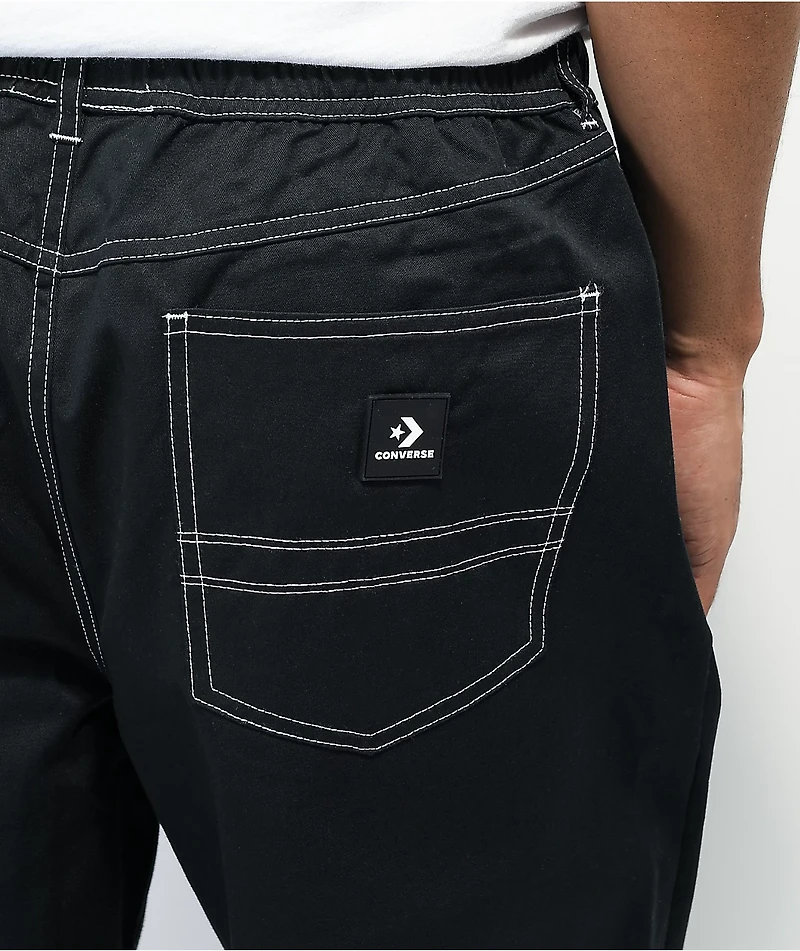 Converse Five Pocket Black Elastic Waist Pants