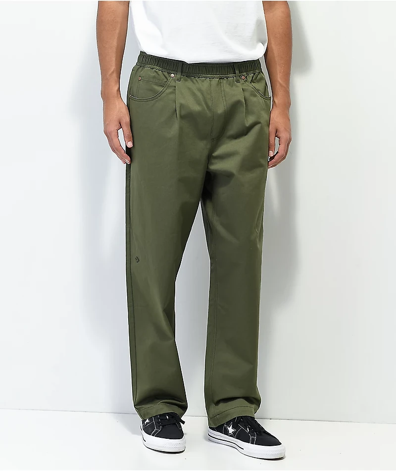 Converse Five Pocket Forest Green Elastic Waist Pants