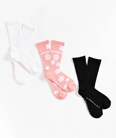 Converse Floral 3 Pack Crew Socks