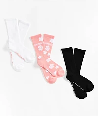 Converse Floral 3 Pack Crew Socks