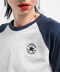 Converse Grey Raglan Long Sleeve Crop T-Shirt