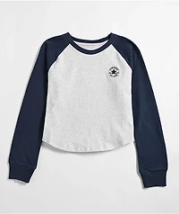 Converse Grey Raglan Long Sleeve Crop T-Shirt