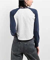 Converse Grey Raglan Long Sleeve Crop T-Shirt