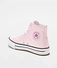 Converse Kids Chuck Taylor All Star Lift Shine New Found Bloom & White High Top Platform Shoes