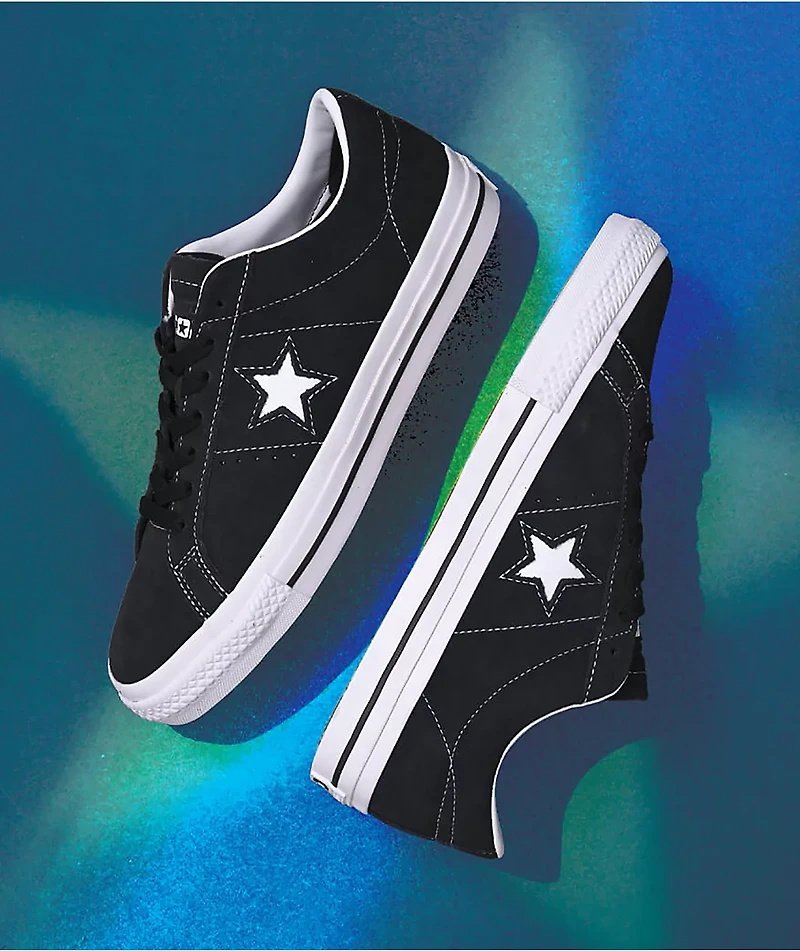 Converse One Star Pro Black & White Suede Skate Shoes