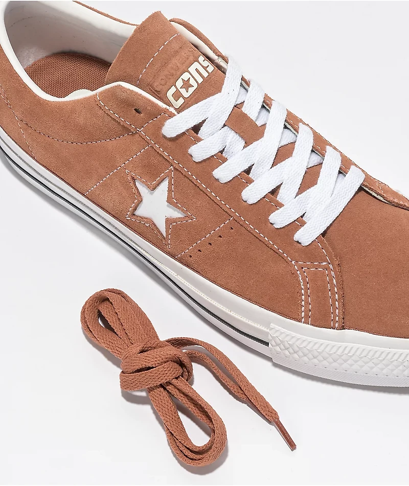 Converse One Star Pro Mineral Clay & White Suede Skate Shoes