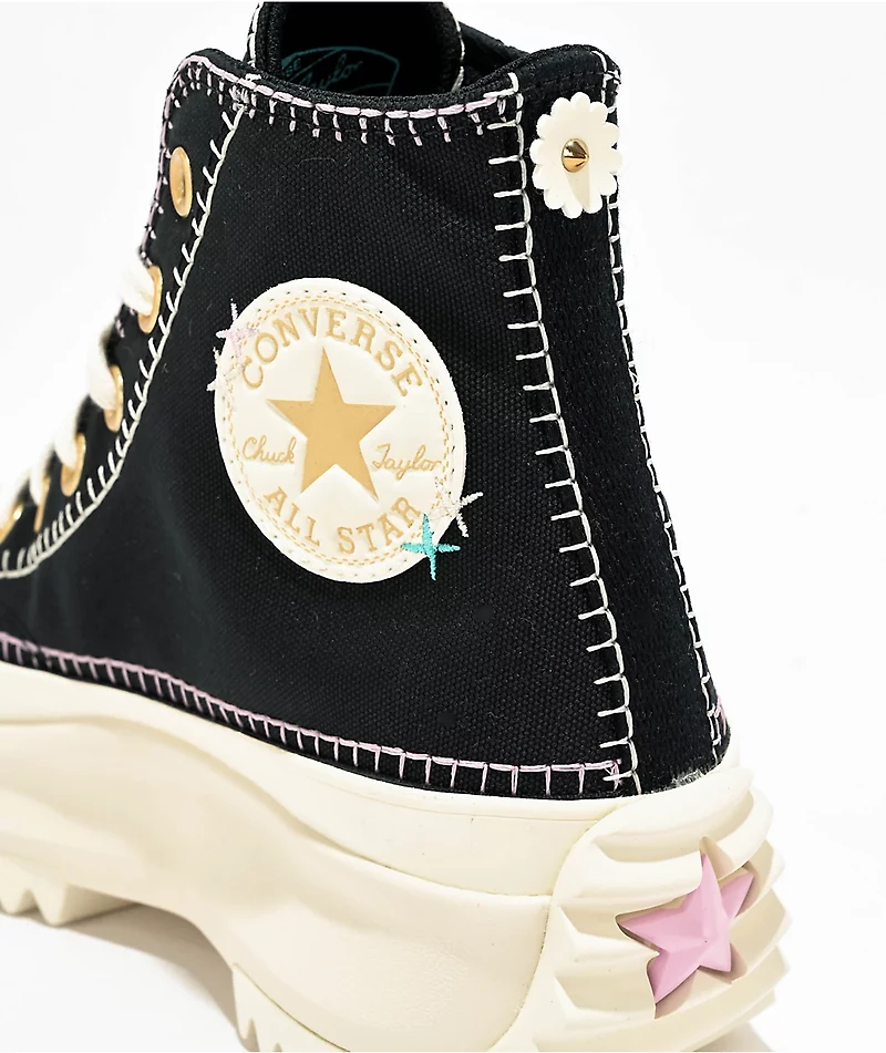 Converse Run Star Hike Platform Crafted Stitching Black High Top Shoes