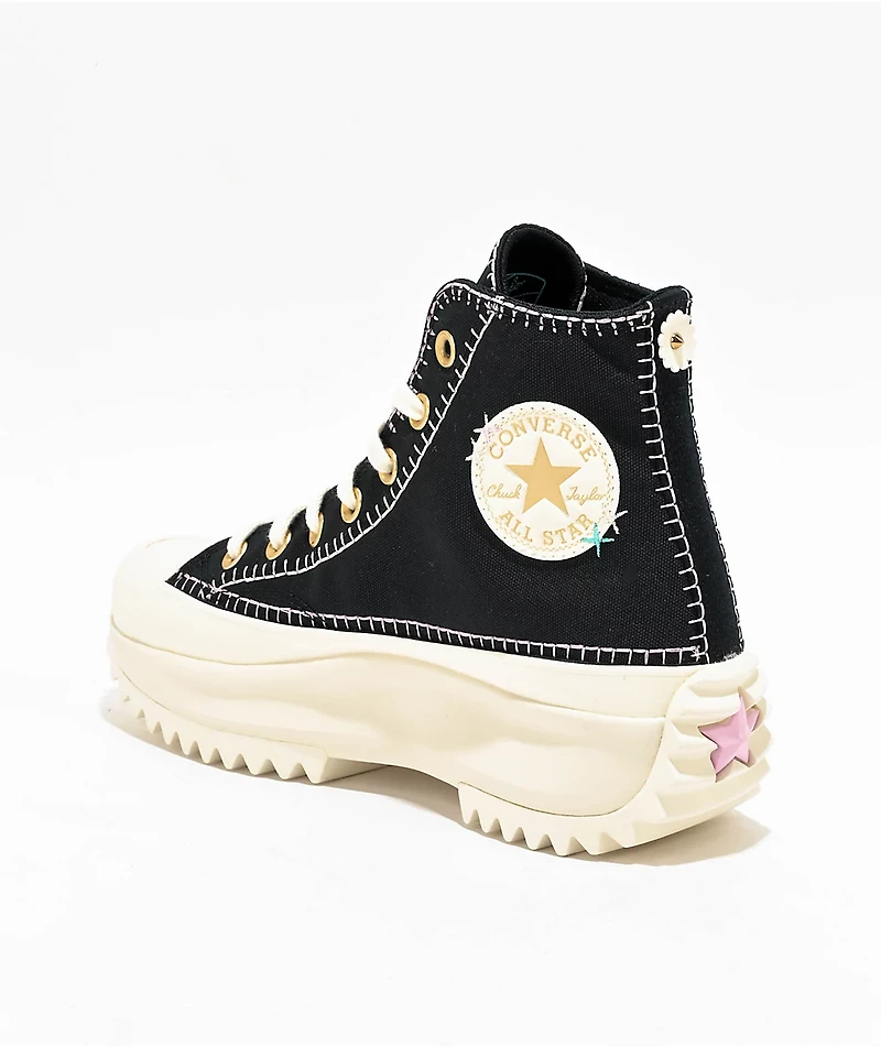 Converse Run Star Hike Platform Crafted Stitching Black High Top Shoes