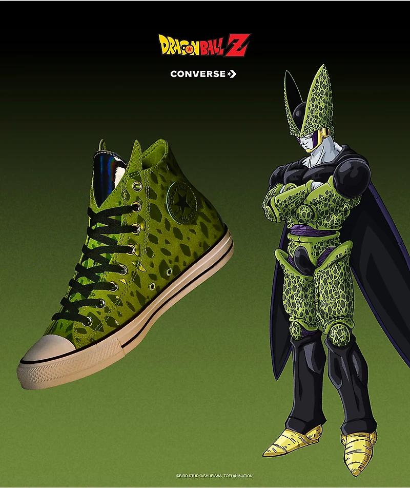 Converse x Dragon Ball Z Cell Chuck Taylor All Star Green & White High Top Shoes