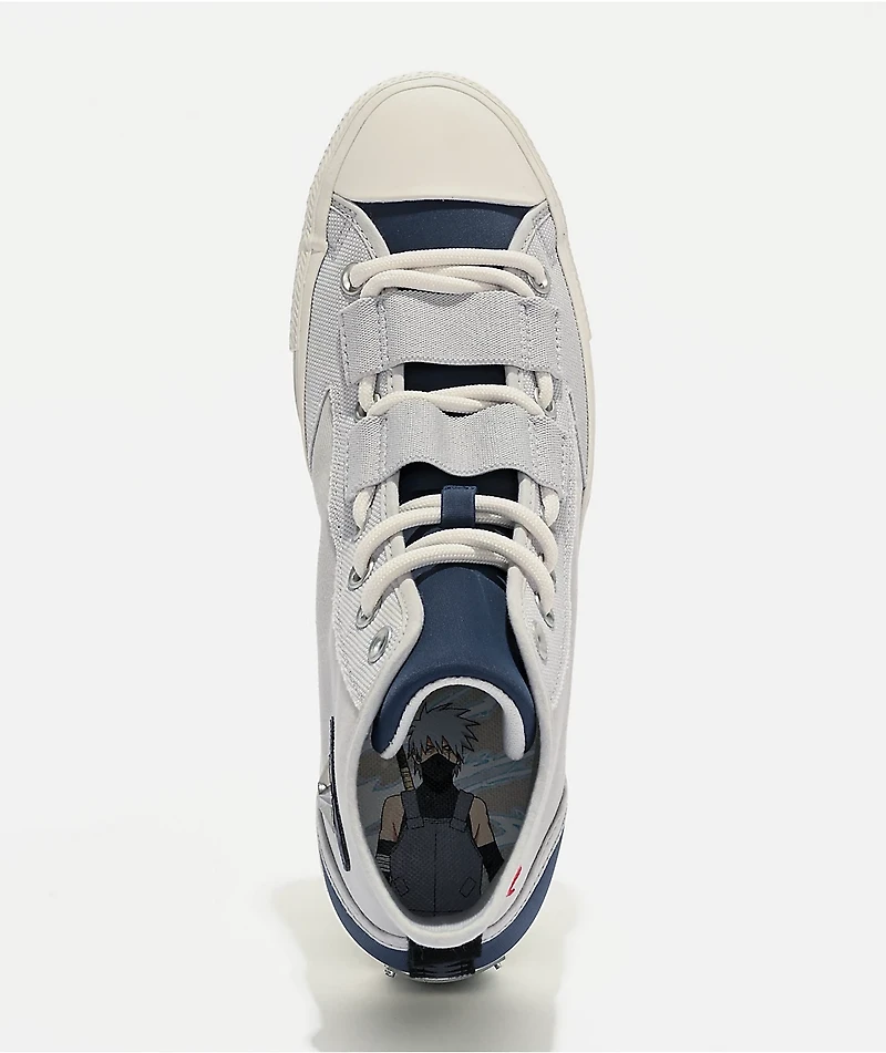 Converse x Naruto Chuck Taylor All Star Kakashi Barely Grey & Dark Waters High Top Shoes