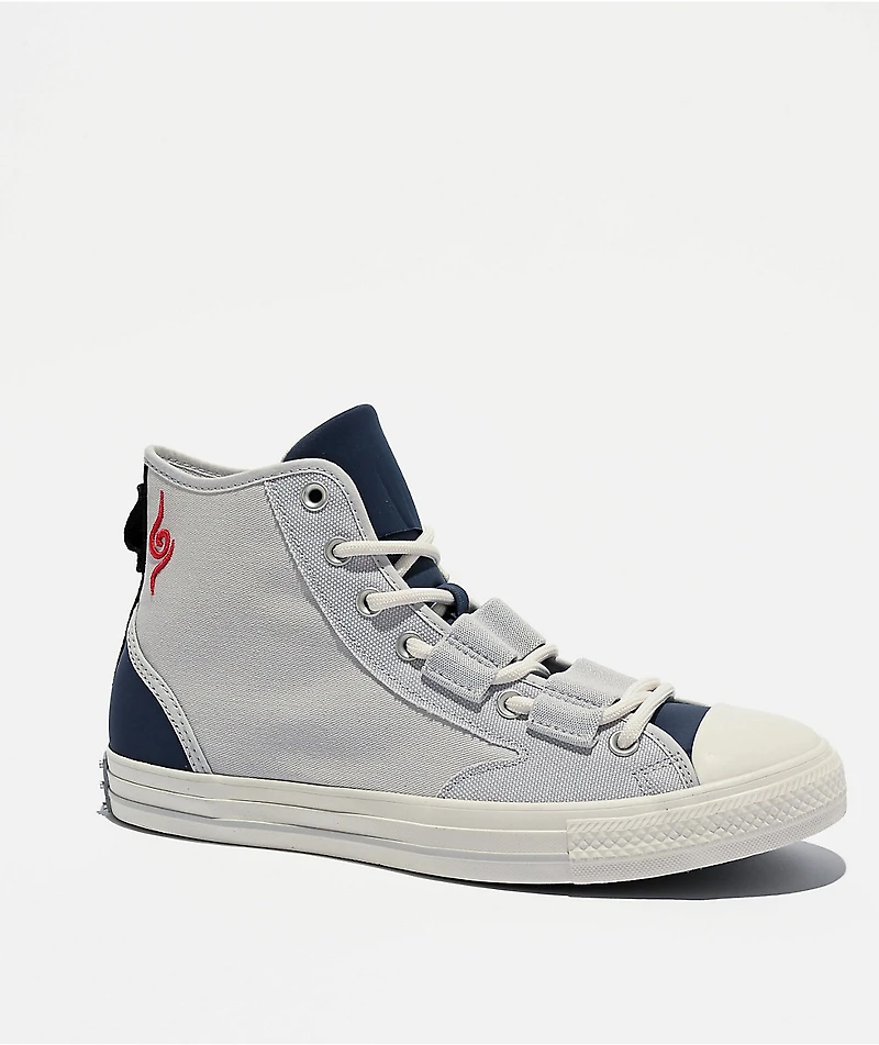 Converse x Naruto Chuck Taylor All Star Kakashi Barely Grey & Dark Waters High Top Shoes