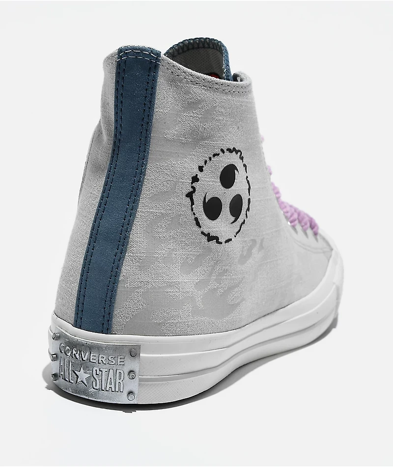 Converse x Naruto Chuck Taylor All Star Sasuke Fossilized, Vintage White & Purple High Top Shoes