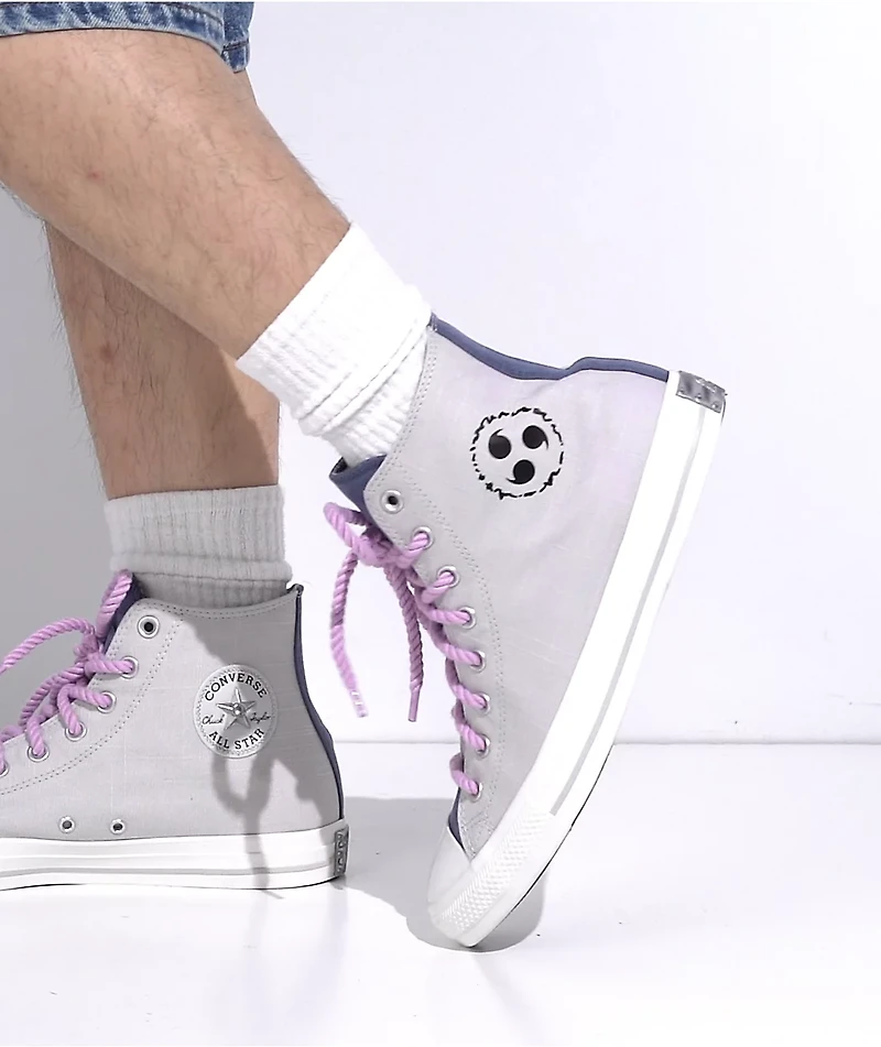 Converse x Naruto Chuck Taylor All Star Sasuke Fossilized, Vintage White & Purple High Top Shoes