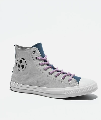 Converse x Naruto Chuck Taylor All Star Sasuke Fossilized, Vintage White & Purple High Top Shoes