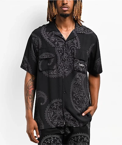 Cookies Amalfi Black Paisley Short Sleeve Button Up Shirt
