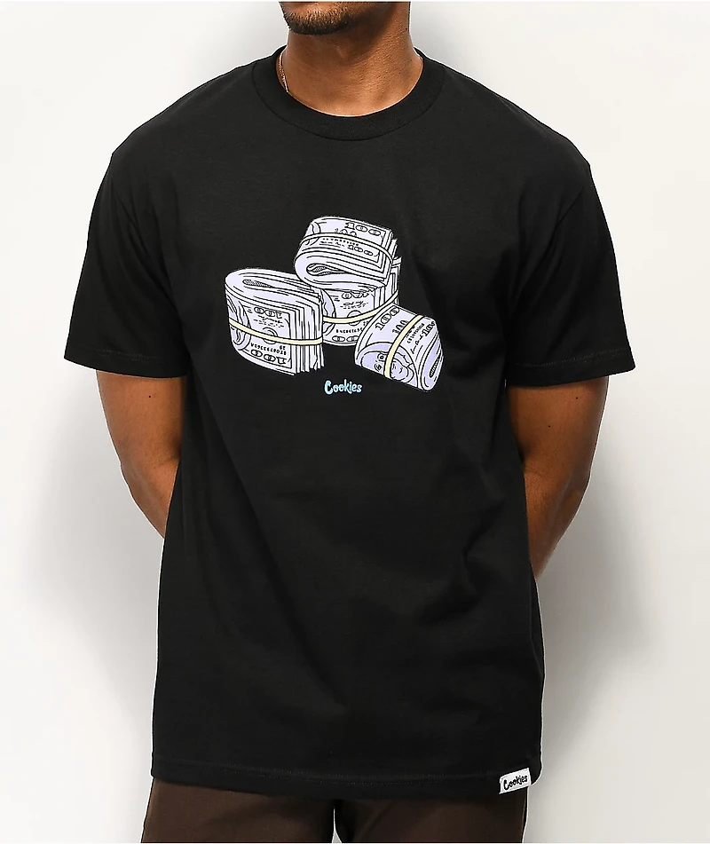 Cookies Blue Strips Black T-Shirt