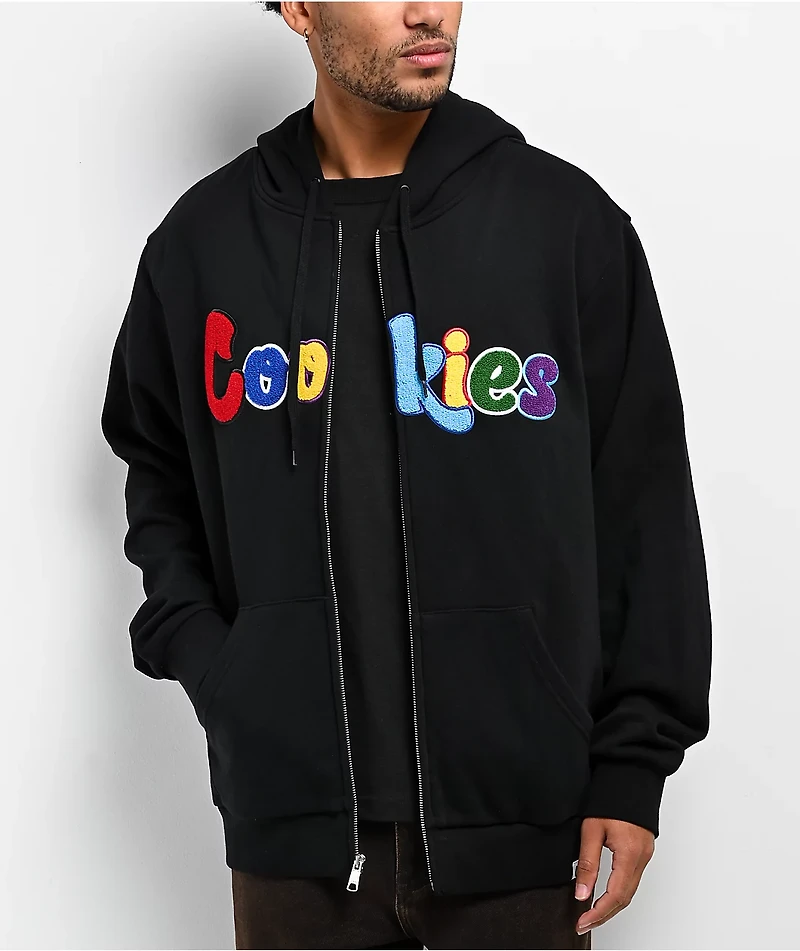 Cookies Chenille Black & Multicolor Zip Hoodie