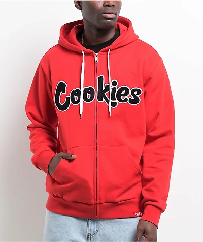 Cookies Chenille Red Zip Hoodie
