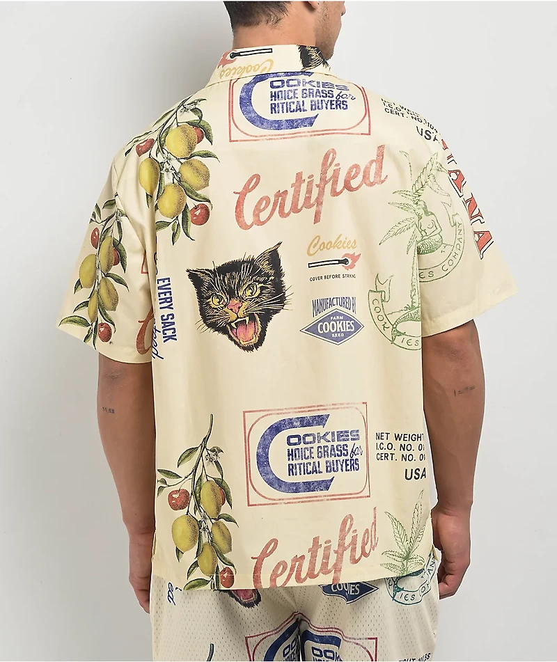 Cookies Cuban Link Beige Button Up Shirt