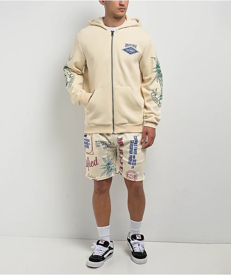 Cookies Cuban Link Natural Zip Hoodie