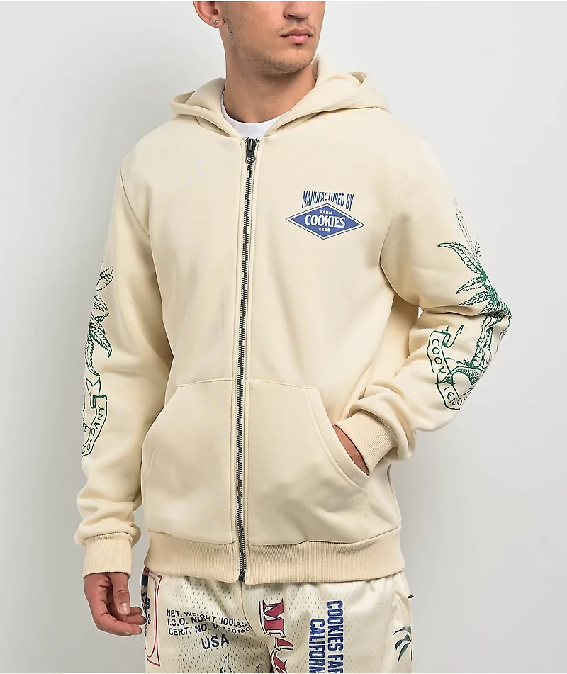 Cookies Cuban Link Natural Zip Hoodie