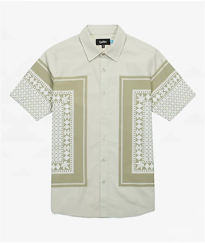 Cookies First Light Woven Sand Short Sleeve Button Up