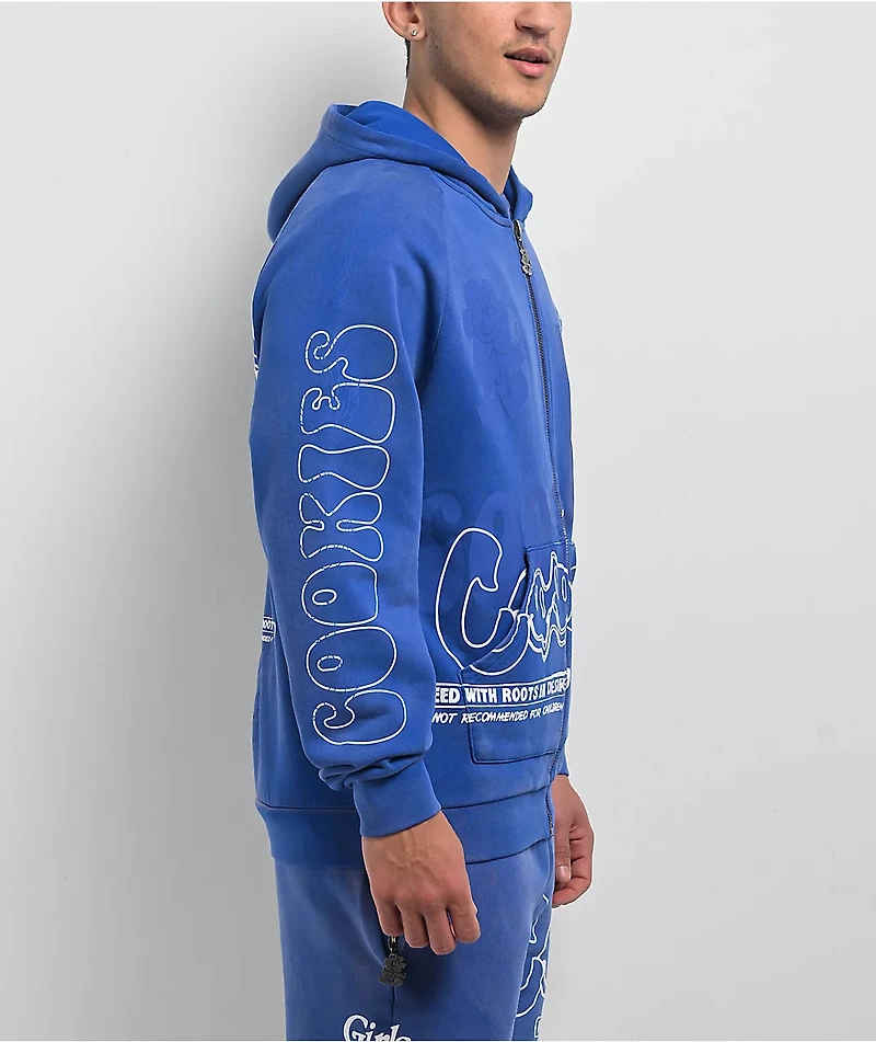 Cookies Florist Blue Wash Zip Hoodie