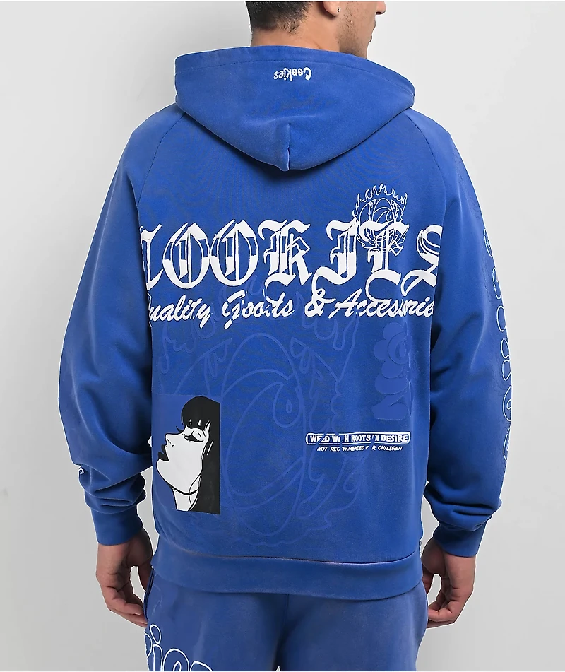 Cookies Florist Blue Wash Zip Hoodie