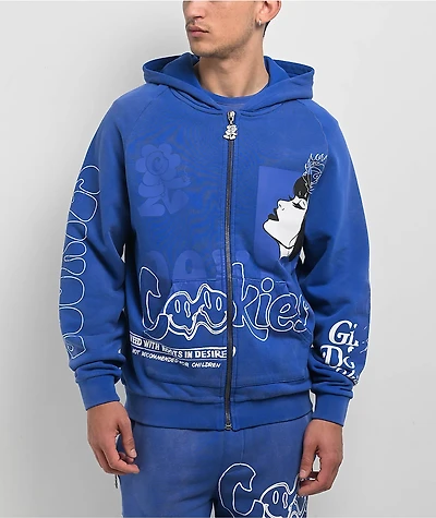 Cookies Florist Blue Wash Zip Hoodie