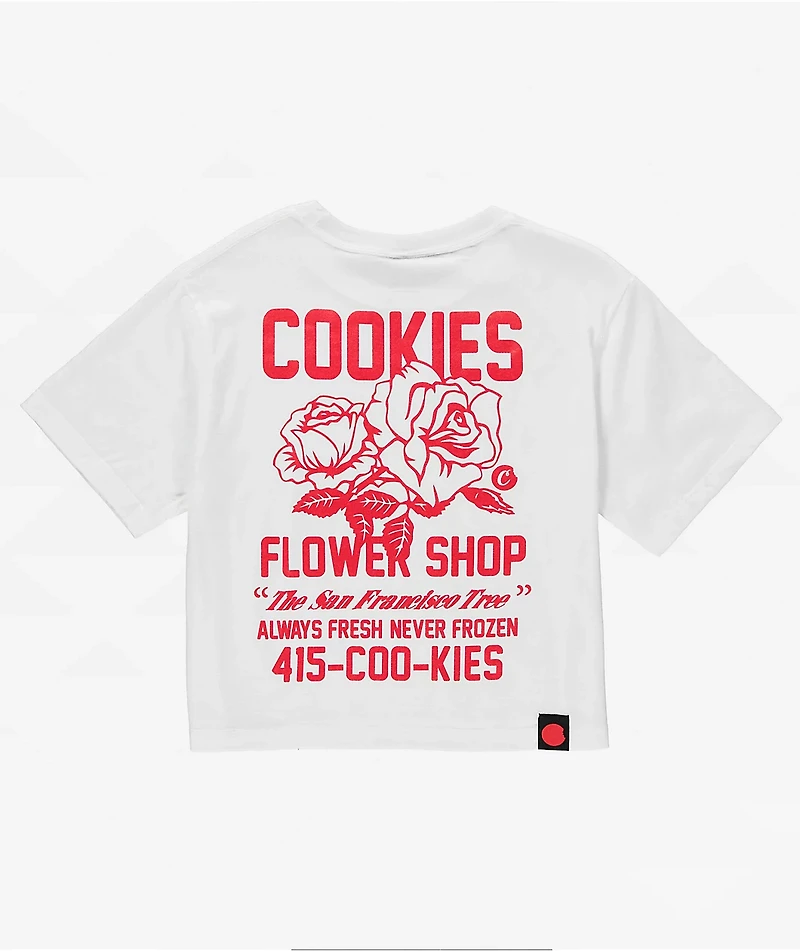 Cookies Flower Shop White Crop T-Shirt